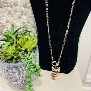 Guess long silver w gold Heart Necklace